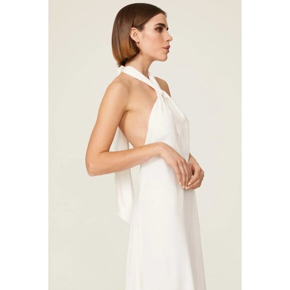 Rixo Jordyn Halter Gown White Low Back Viscose Size S - Picture 3 of 9